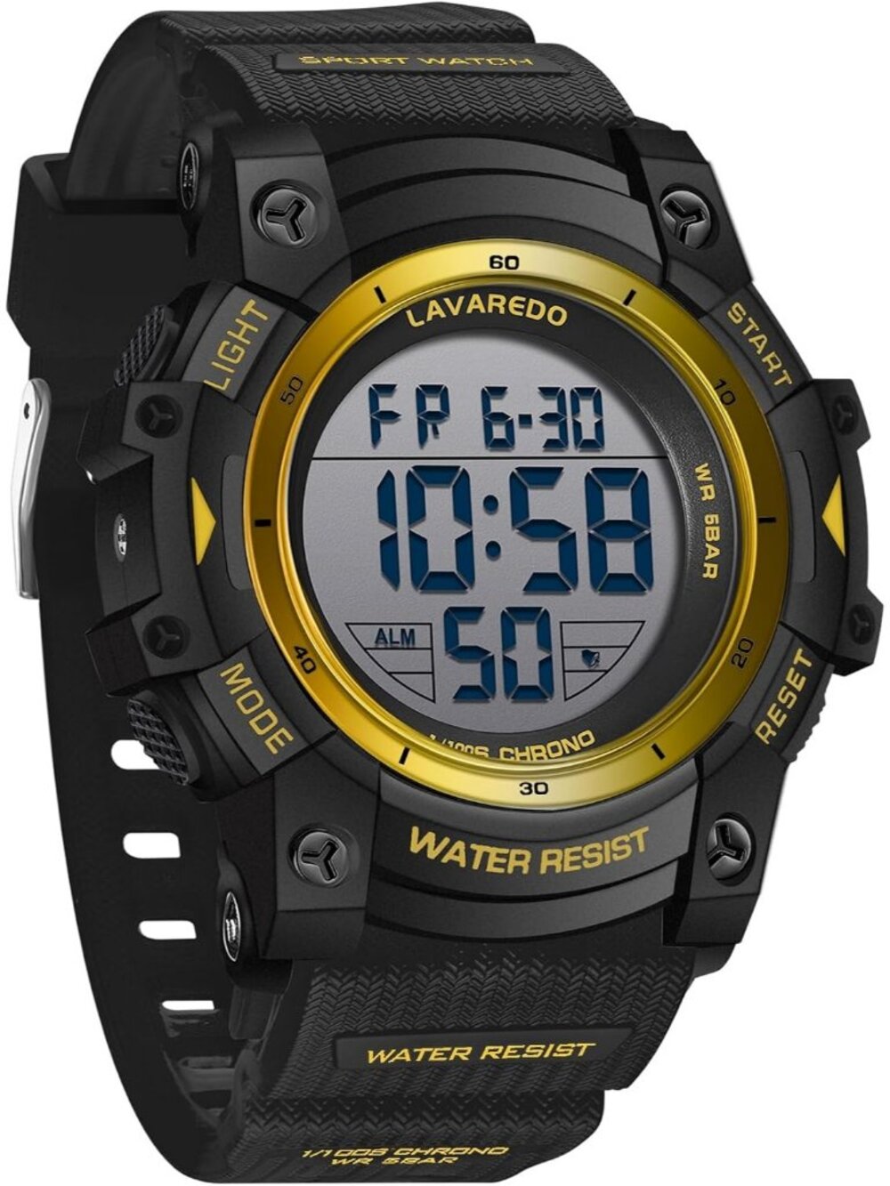 Men's Gold Sports Outdoor Waterproof Digital  LED Backlight Wrist Watches